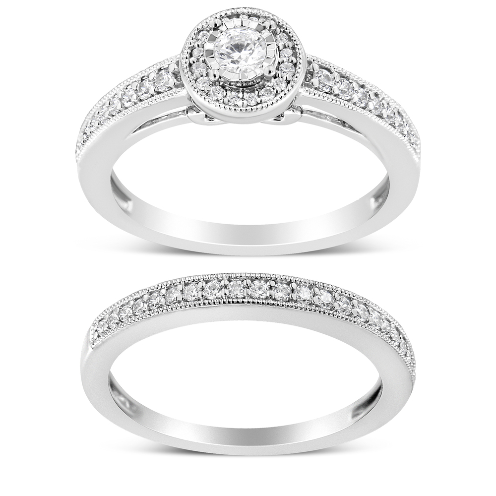 .925 Sterling Silver 1/2 Ctw Diamond Halo